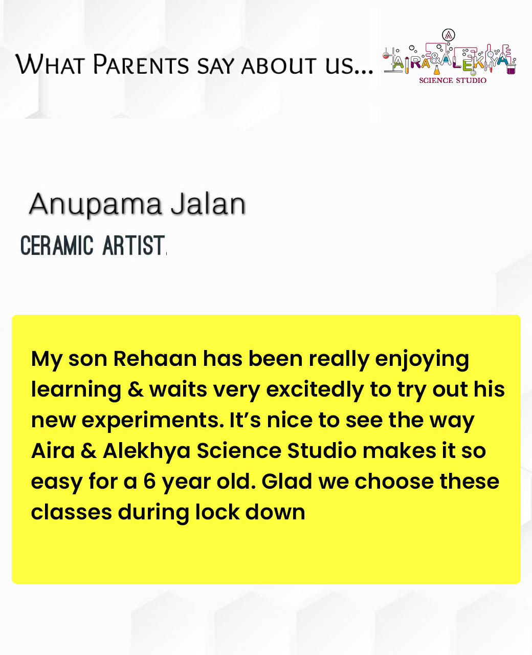 Testimonials | Aira & Alekhya Science Studio